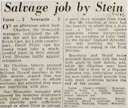 Match Report: Luton Town FC vs Newcastle United (3rd Nov 1984)