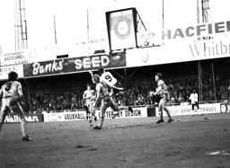 Steve Elliott heads towards goal