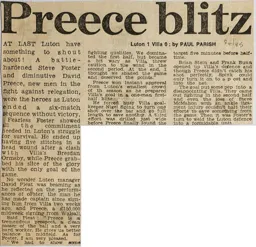 Match Report: Luton Town FC vs Aston Villa (8th Dec 1984)