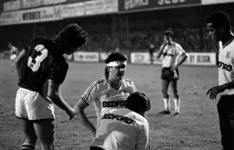 Steve Foster receives some treatment from physio John Sheridan