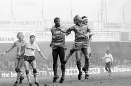 Steve Foster gets up tight behind ex Town favourite Kirk Stephens