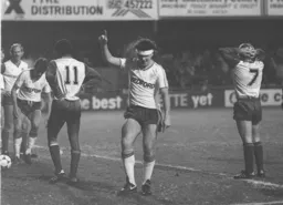 P861Steve Foster celebrates a late equaliser as the Town are forced to an FA Cup replay by the only team beneath them in the league