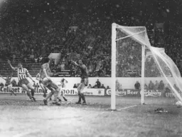 Mick Harford scores the Town's equaliser as we pick up a point from a 1-1 draw in a blizzard at Hillsborough