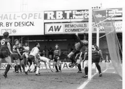Mick Harford scores his and the Town's second to clinch another league victory in this relegation battle