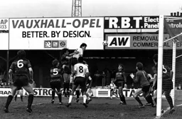 Mick Harford powers in the second goal