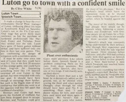 Match Report: Luton Town FC vs Ipswich Town (30th Mar 1985)