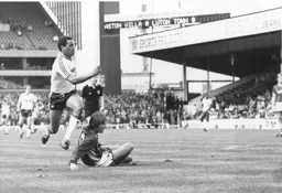 Brian Stein scores the only goal of the game after a slip by Gordon Cowans