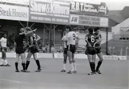 Mick Harford and John Gregory of Rangers dismissed for an off the ball scuffle