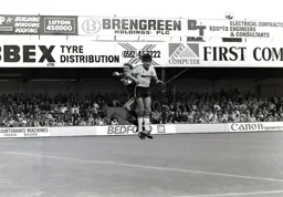 Mick Harford up with the keeper