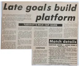 Match Report: Sheffield United vs Luton Town FC (24th Sep 1985)