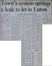 Match Report: Luton Town FC vs Ipswich Town (1st Oct 1985)