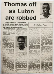 Match Report: Oxford United vs Luton Town FC (12th Oct 1985)