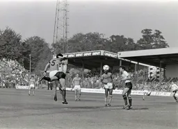 Steve Foster heads toward goal