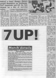 Match Report: Luton Town FC vs Southampton (19th Oct 1985)