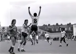 Brian Stein celebrates his hatrick