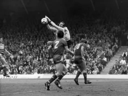 Bruce Grobbelaar snuffs out another Town attack