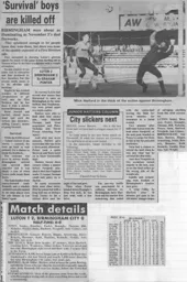 Match Report: Luton Town FC vs Birmingham City (2nd Nov 1985)