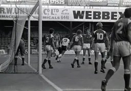 Brian Stein congratulated by Mick Harford after scoring Town’s first