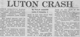 Match Report: Luton Town FC vs Coventry City (16th Nov 1985)