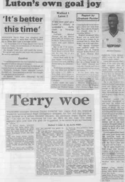 Match Report: Watford vs Luton Town FC (23rd Nov 1985)