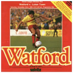 Programme: Watford vs Luton Town FC (23rd Nov 1985)