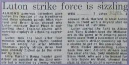Match Report: West Bromwich Albion vs Luton Town FC (26th Dec 1985)