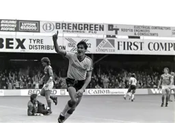 Mick Hartford celebrates his hat trick