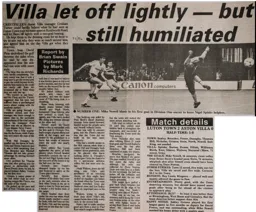 Match Report: Luton Town FC vs Aston Villa (18th Jan 1986)