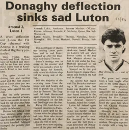 Match Report: Arsenal vs Luton Town FC (1st Feb 1986)