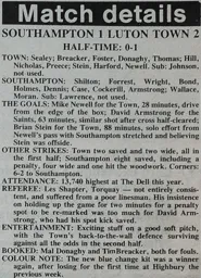 Match Report: Southampton vs Luton Town FC (8th Feb 1986)