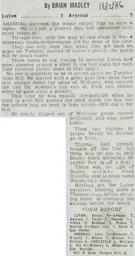 Match Report: Luton Town FC vs Arsenal (15th Feb 1986)