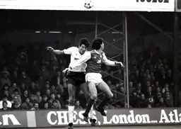 Mick Harford goes in hard on Martin Keown