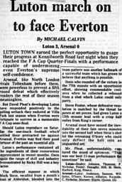 Match Report: Luton Town FC vs Arsenal (5th Mar 1986)