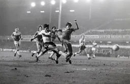 Mick Harford gets a shot away