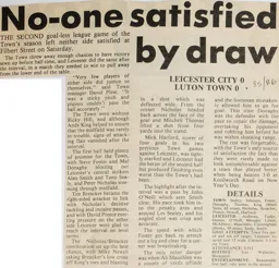 Match Report: Leicester City vs Luton Town FC (29th Mar 1986)