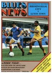 Programme: Birmingham City vs Luton Town FC (6th Apr 1986)