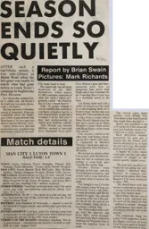 Match Report: Manchester City vs Luton Town FC (3rd May 1986)
