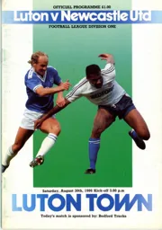 Programme: Luton Town FC vs Newcastle United (30th Aug 1986)