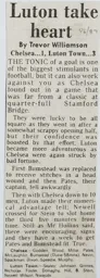 Match Report: Chelsea vs Luton Town FC (6th Sep 1986)