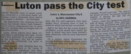 Match Report: Luton Town FC vs Manchester City (27th Sep 1986)