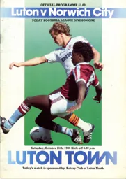 Programme: Luton Town FC vs Norwich City (11th Oct 1986)