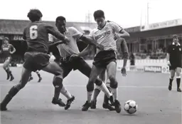 Looks like Ricky Hill and Mike Newell are tackling each other