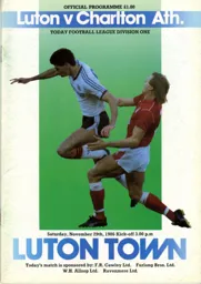 Programme: Luton Town FC vs Charlton Athletic (29th Nov 1986)