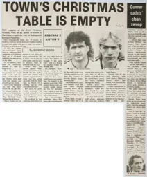 Match Report: Arsenal vs Luton Town FC (20th Dec 1986)