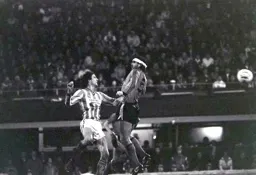 Keith Houchen heads the ball past Steve Foster