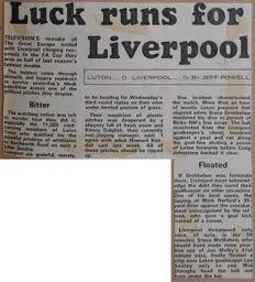 Match Report: Luton Town FC vs Liverpool (11th Jan 1987)