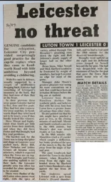 Match Report: Luton Town FC vs Leicester City (24th Jan 1987)