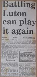 Match Report: Liverpool vs Luton Town FC (26th Jan 1987)
