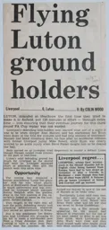 Match Report: Liverpool vs Luton Town FC (26th Jan 1987)
