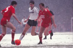 Mick Harford back in action for the Town at a snowy Anfield
